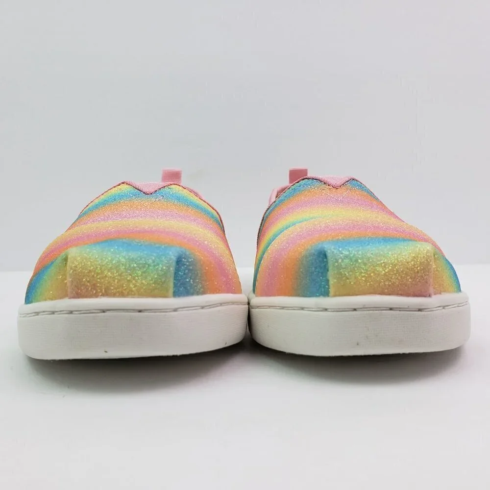 TOMS Glimmer Alpargata Girls Size 6Y Wms Sz 7.5 Candy Pink Gradient Glitter Shoe